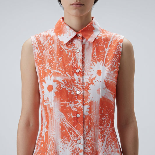 Floral Sleeveless Collared Shirt