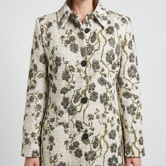 Floral Brocade Tailored Coat