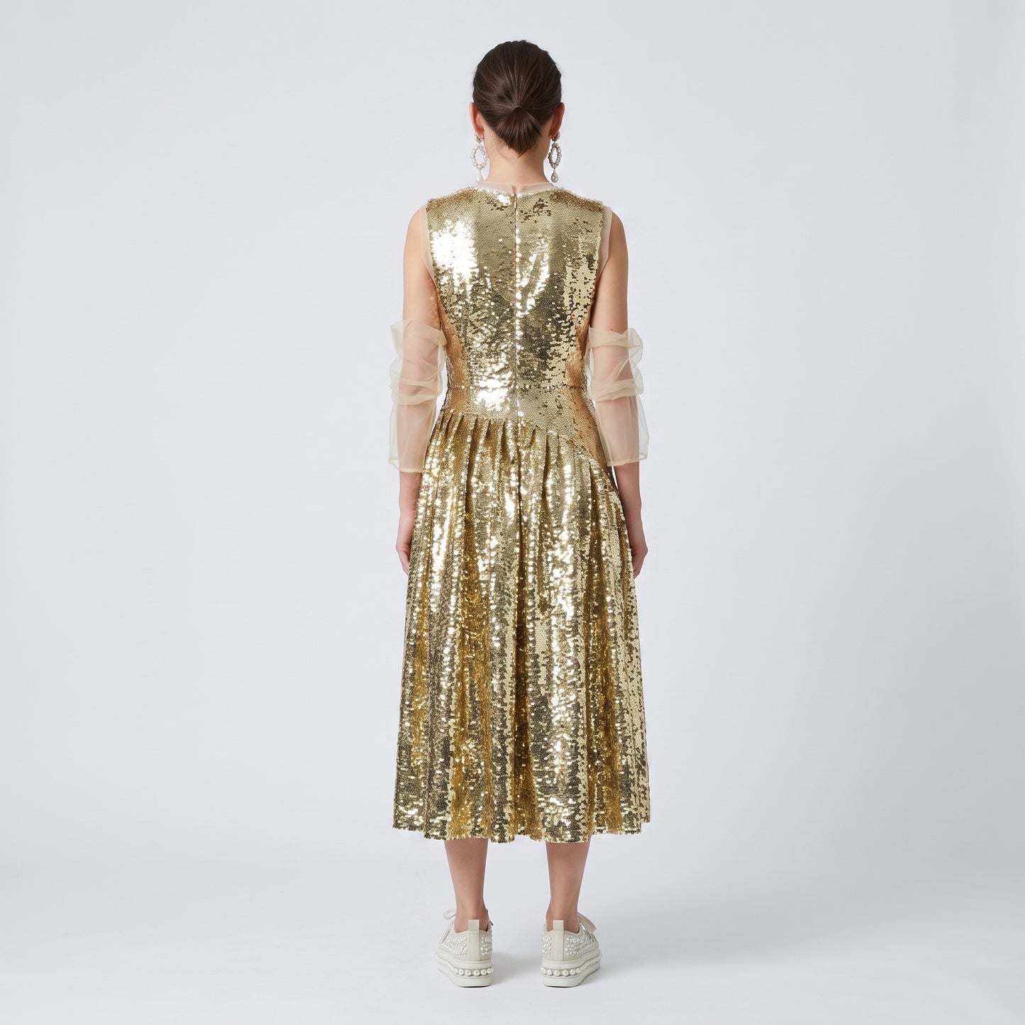 Metallic Sequin Embellished Midi Dress
