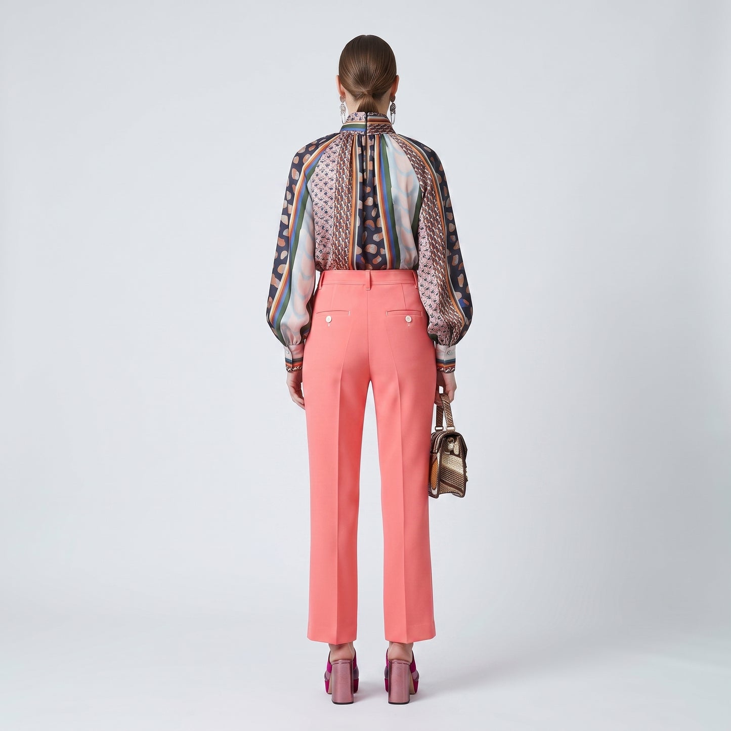 Tailored Coral Cropped Trousers