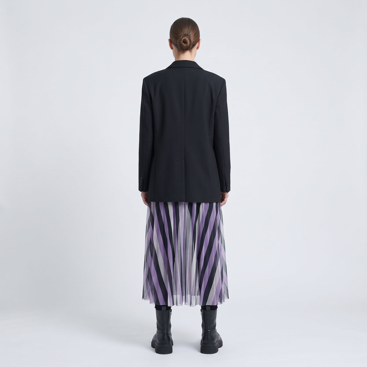 Striped Mesh Layered Skirt