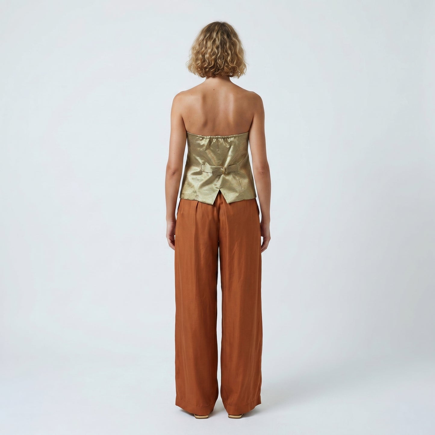 Metallic Strapless Tailored Vest