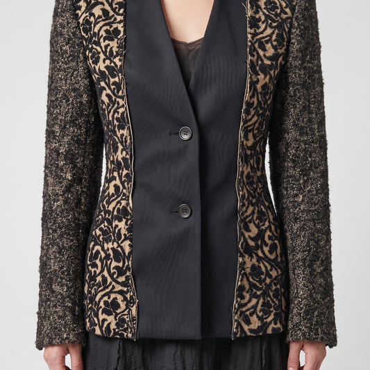 Structured Floral Panel Tailored Jacket