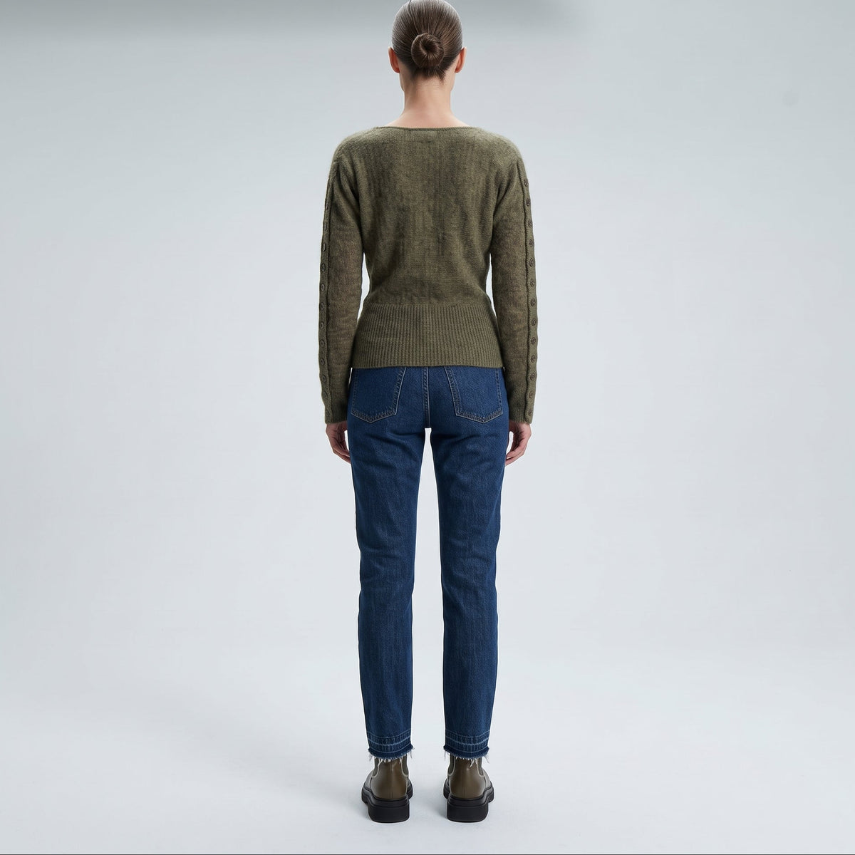 Cowl Neck Button Sleeve Sweater