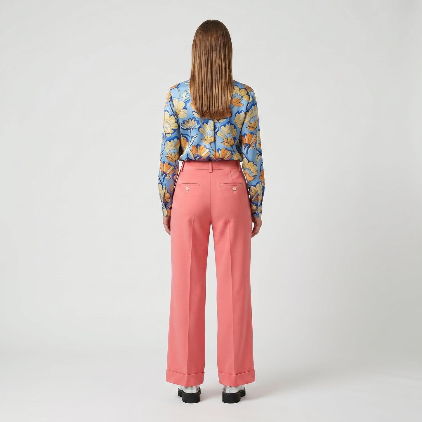 Tailored Coral Pink Cuffed Trousers