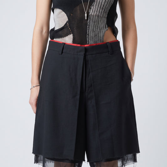 Tailored Black Layered Shorts