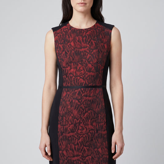 Abstract Print Paneled Sheath Dress