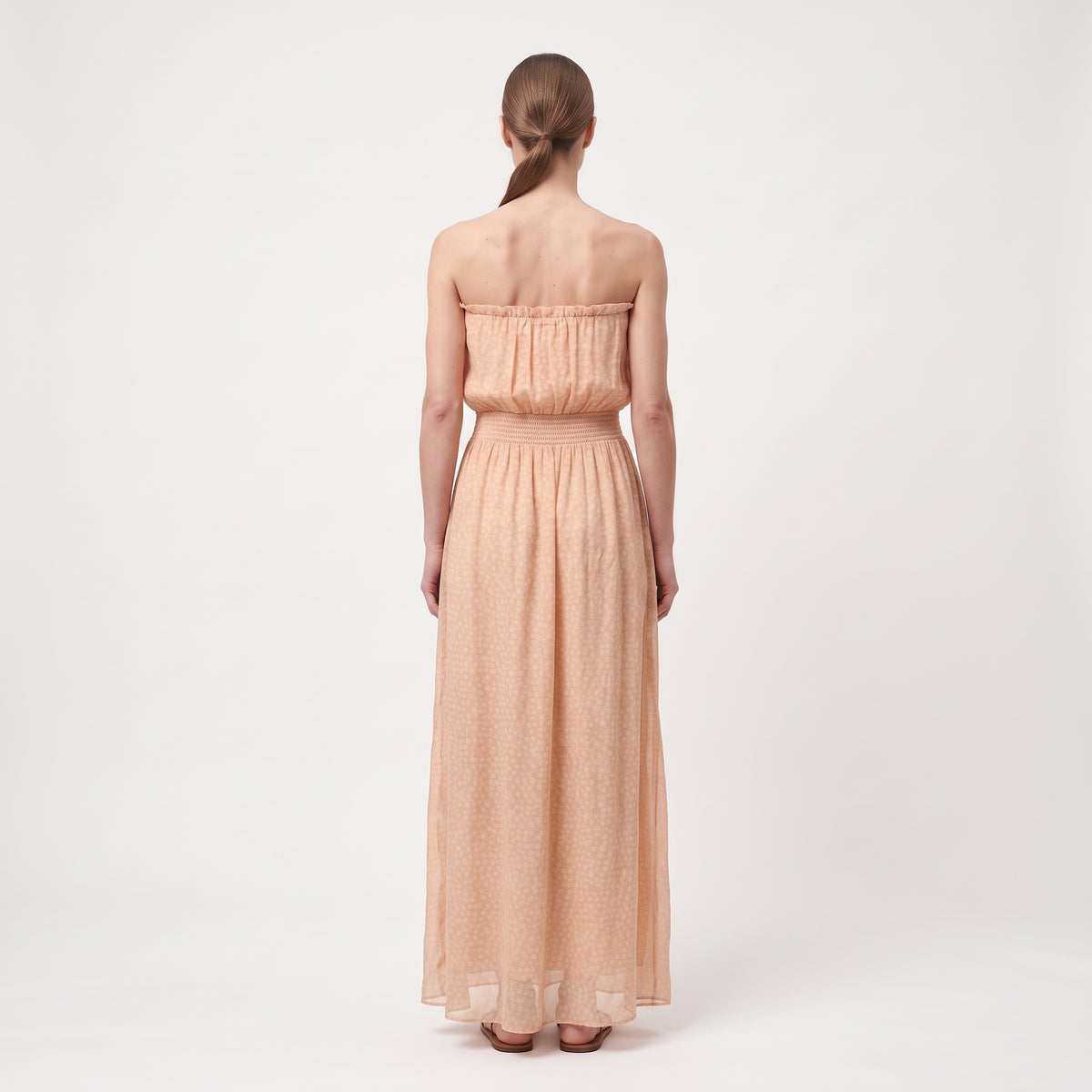 Strapless Gathered Midi Dress