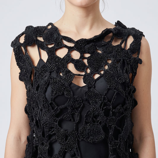 Embellished Floral Appliqué Sleeveless Top