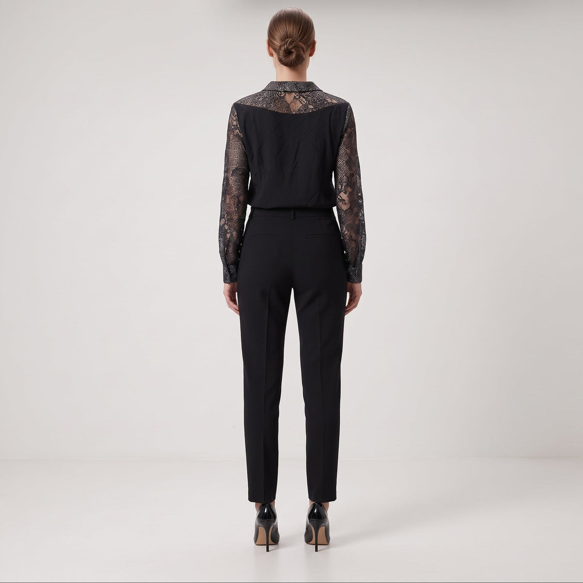 Elegant Lace Panel Button-Down Shirt