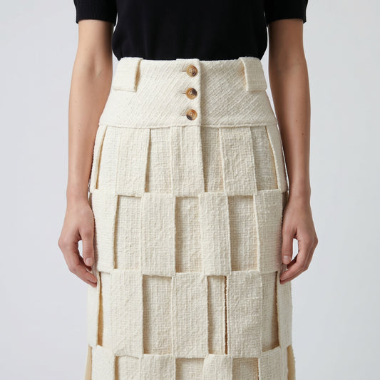 Textured Basketweave Midi Skirt