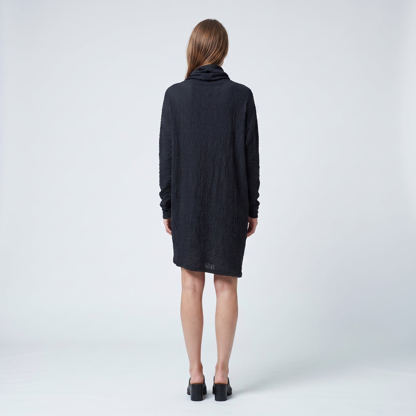 Textured Asymmetric High Neck Tunic