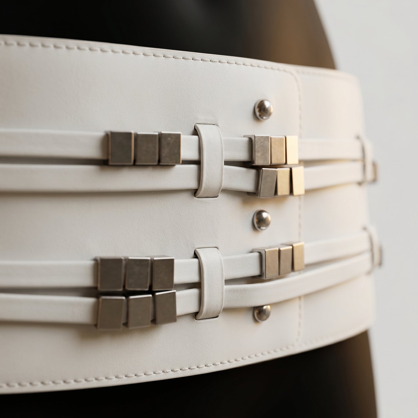Wide Studded Leather Corset Belt