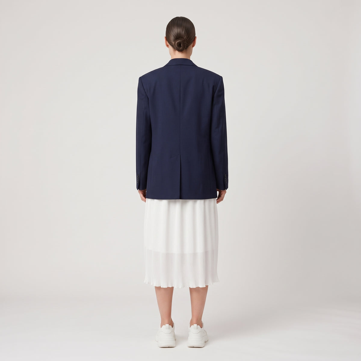 Classic White Ribbed Midi Skirt