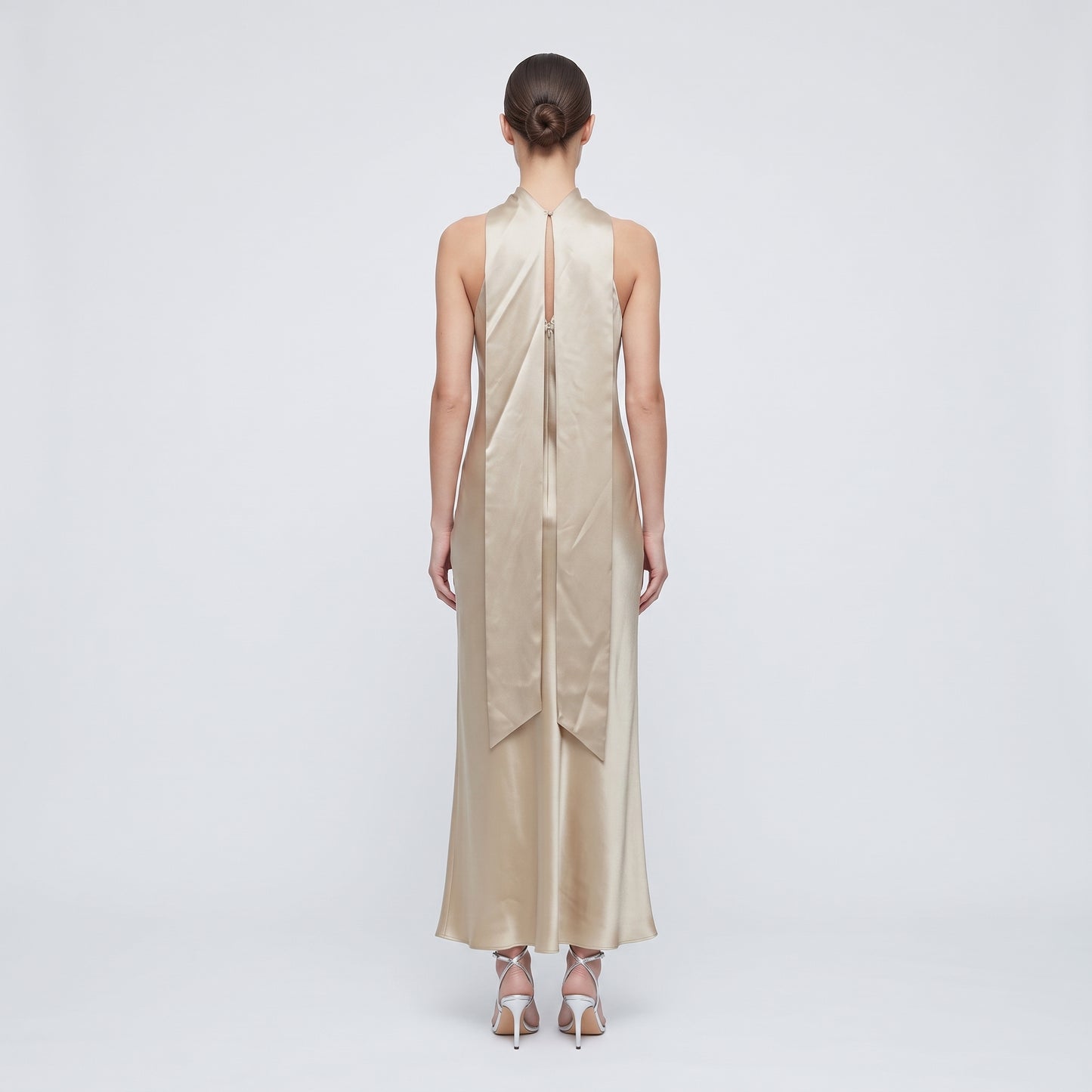 Satin High-Neck Evening Dress