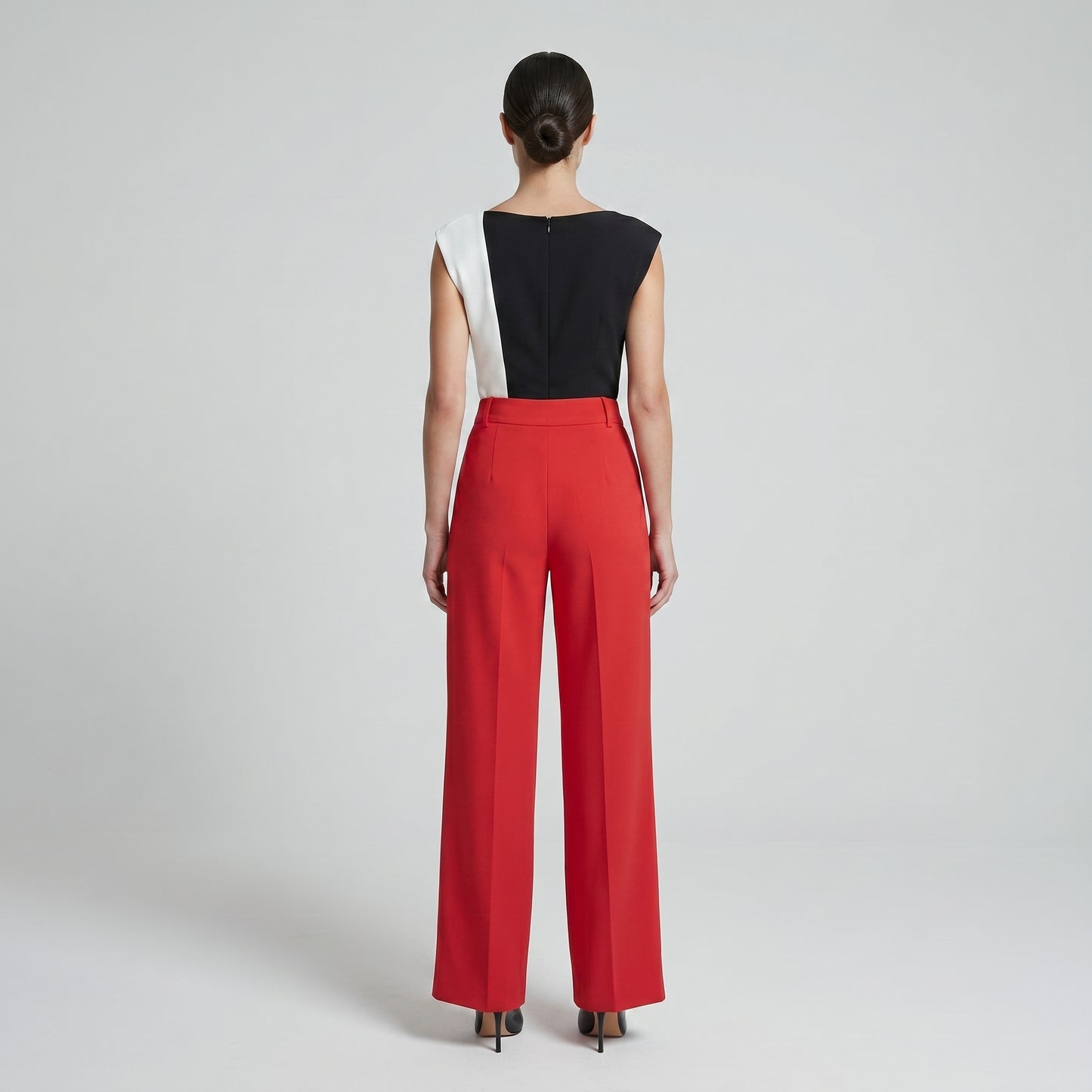 Red Tailored Wide Leg Trousers