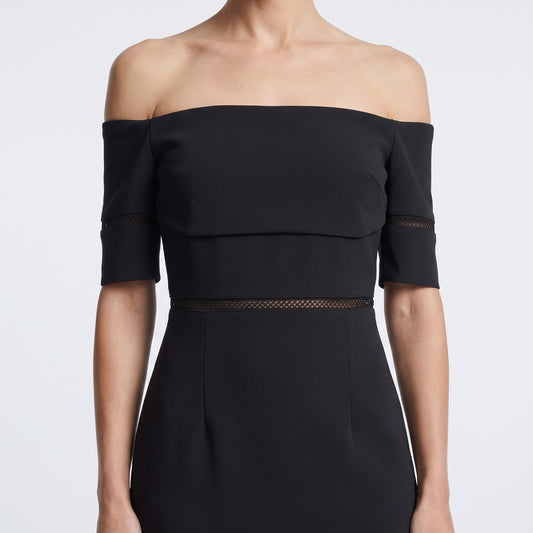 Off-Shoulder Black Pencil Dress