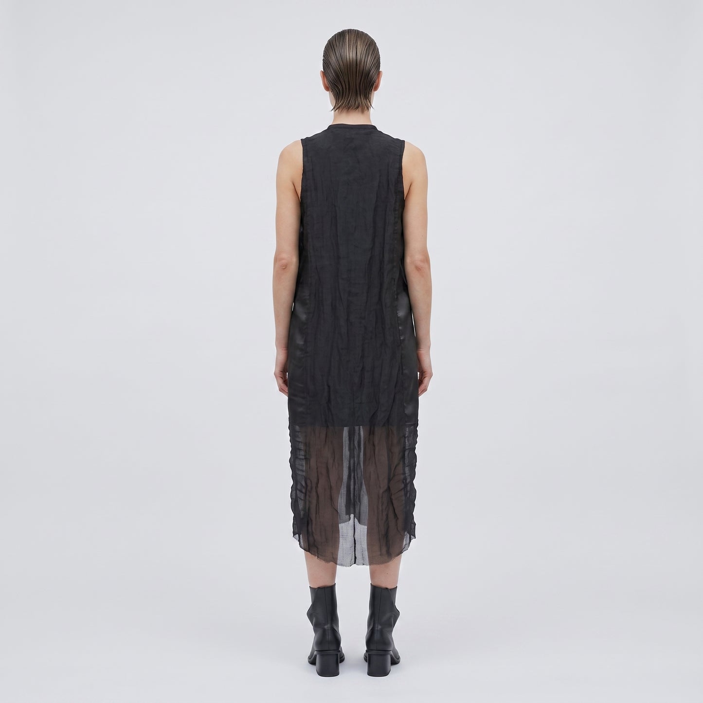Sleeveless Ruched Panel Shift Dress