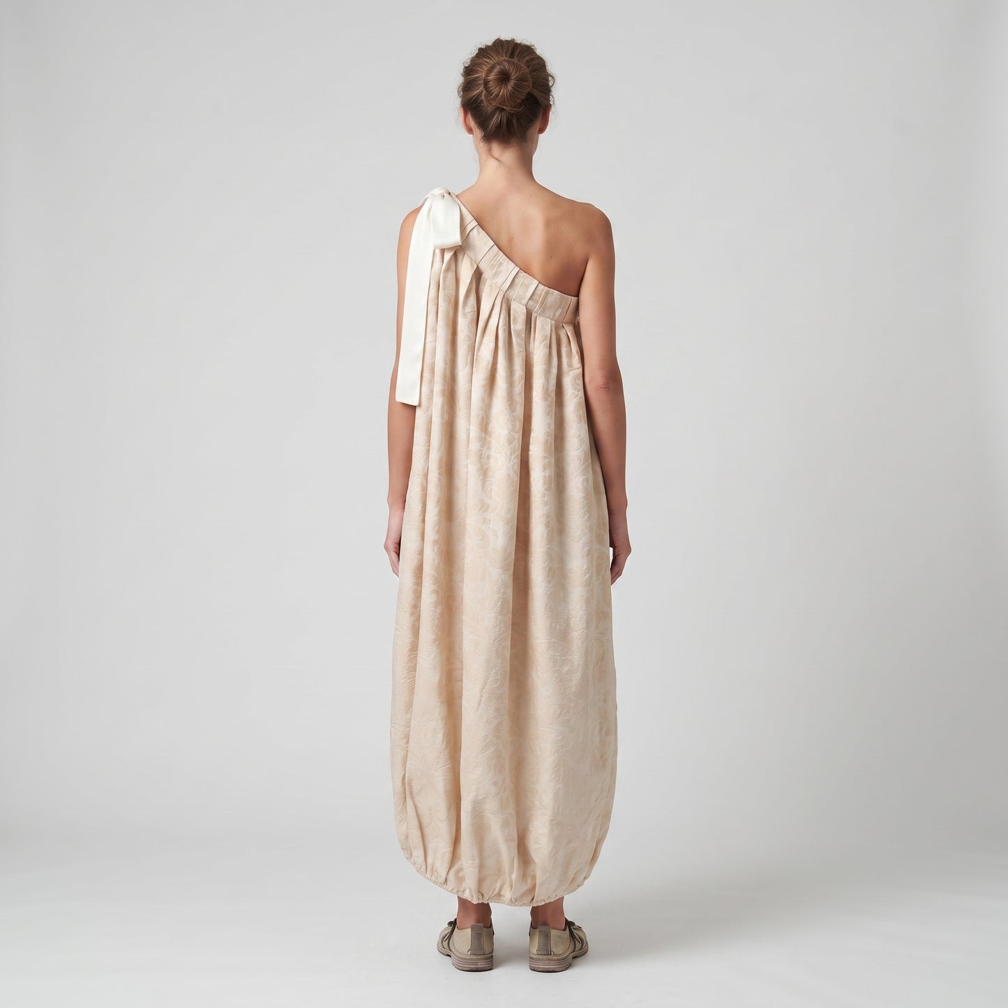 One-Shoulder Floral Jacquard Dress