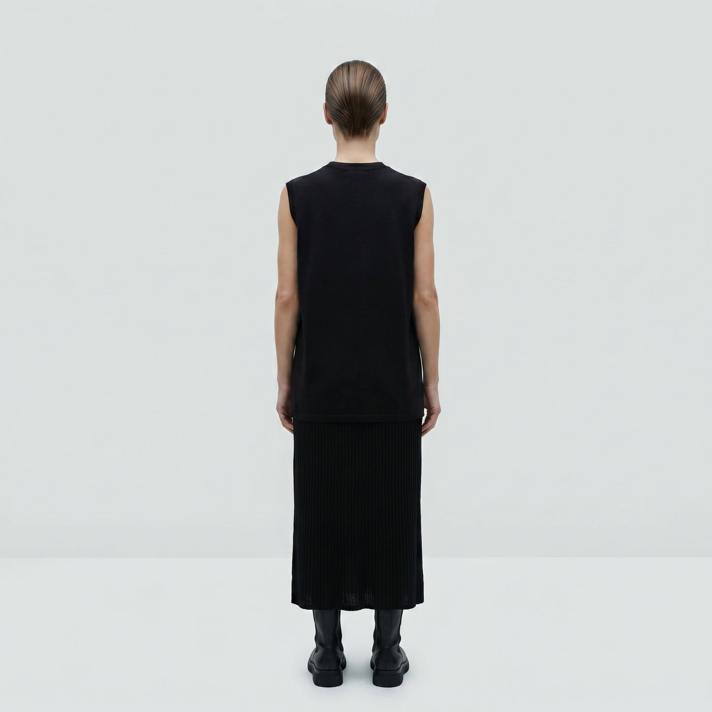 Sleeveless Architectural Ribbed Top