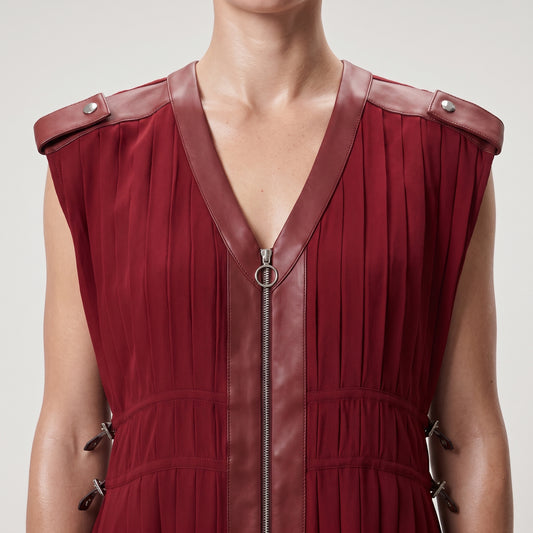 Pleated Zip Up Structured Vest