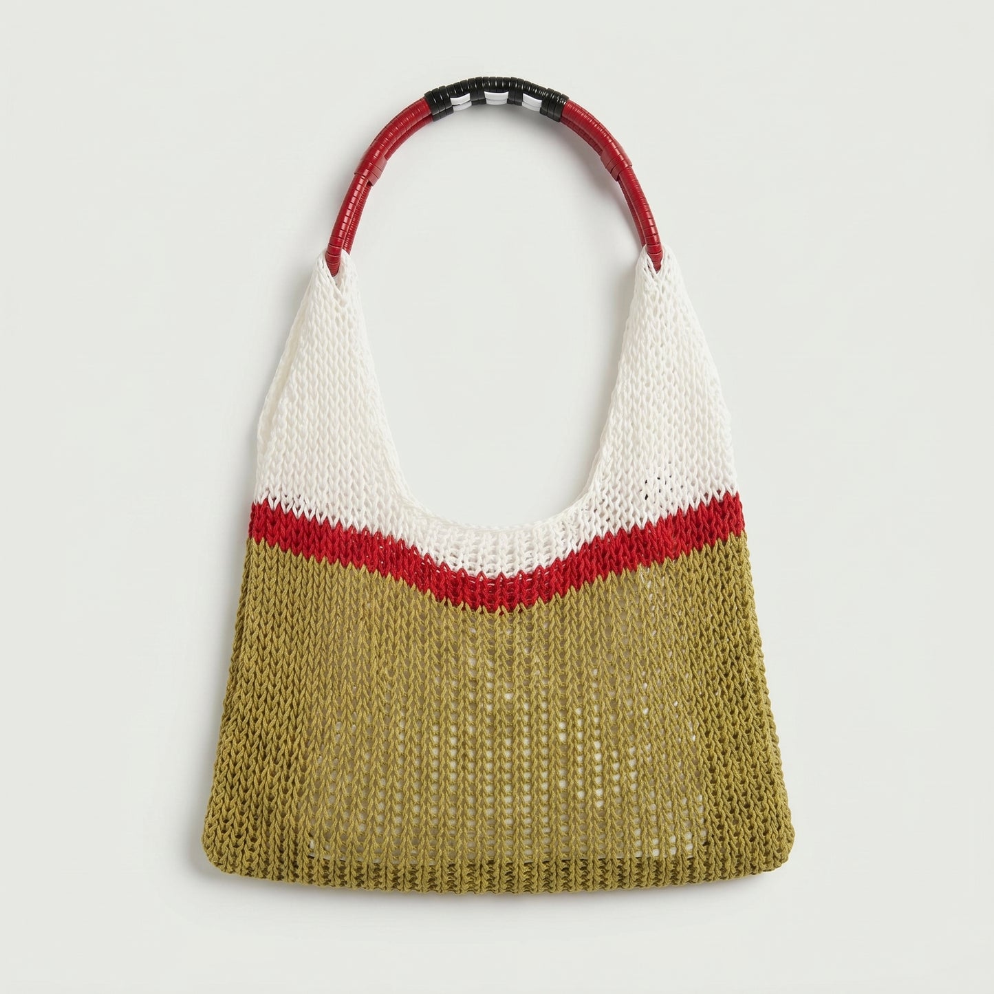 Colorblock Crochet Tote Bag