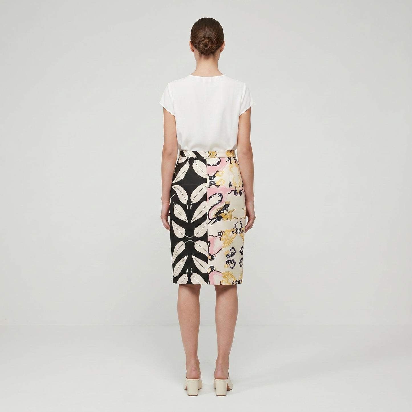 Abstract Print Asymmetric Pencil Skirt
