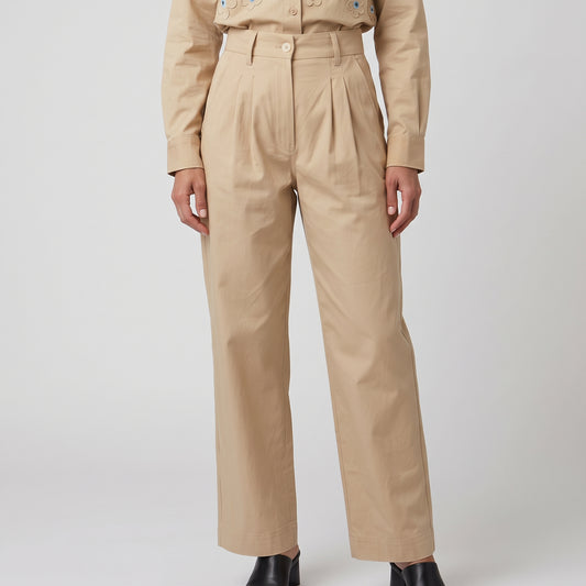Tailored High-Waisted Pleated Trousers