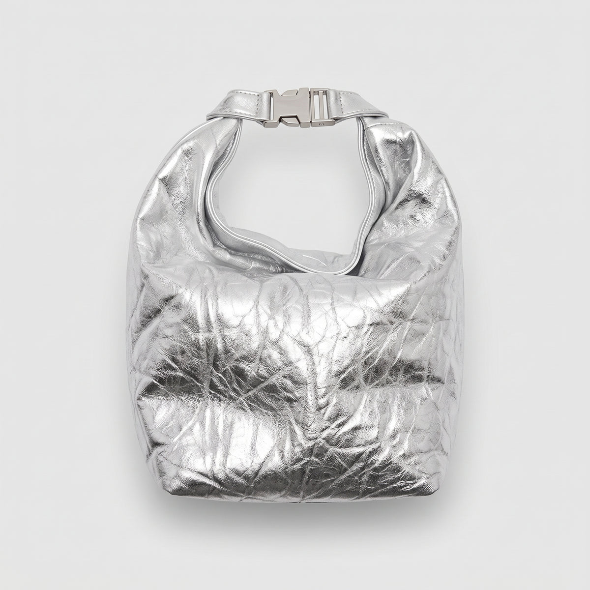 Metallic Silver Buckle Handbag