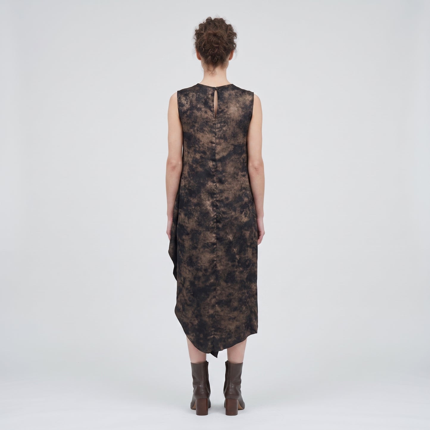 Abstract Print Asymmetric Midi Dress