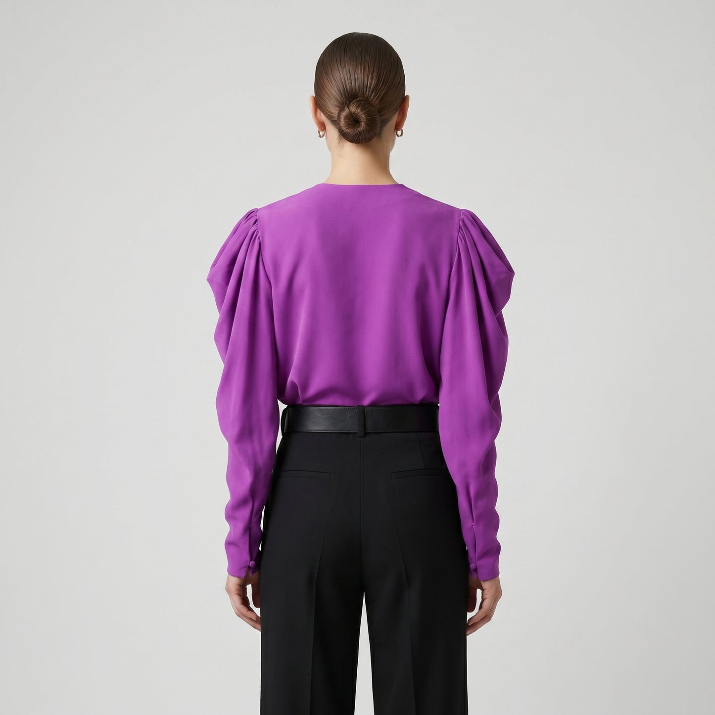 V-Neck Purple Silk Blouse