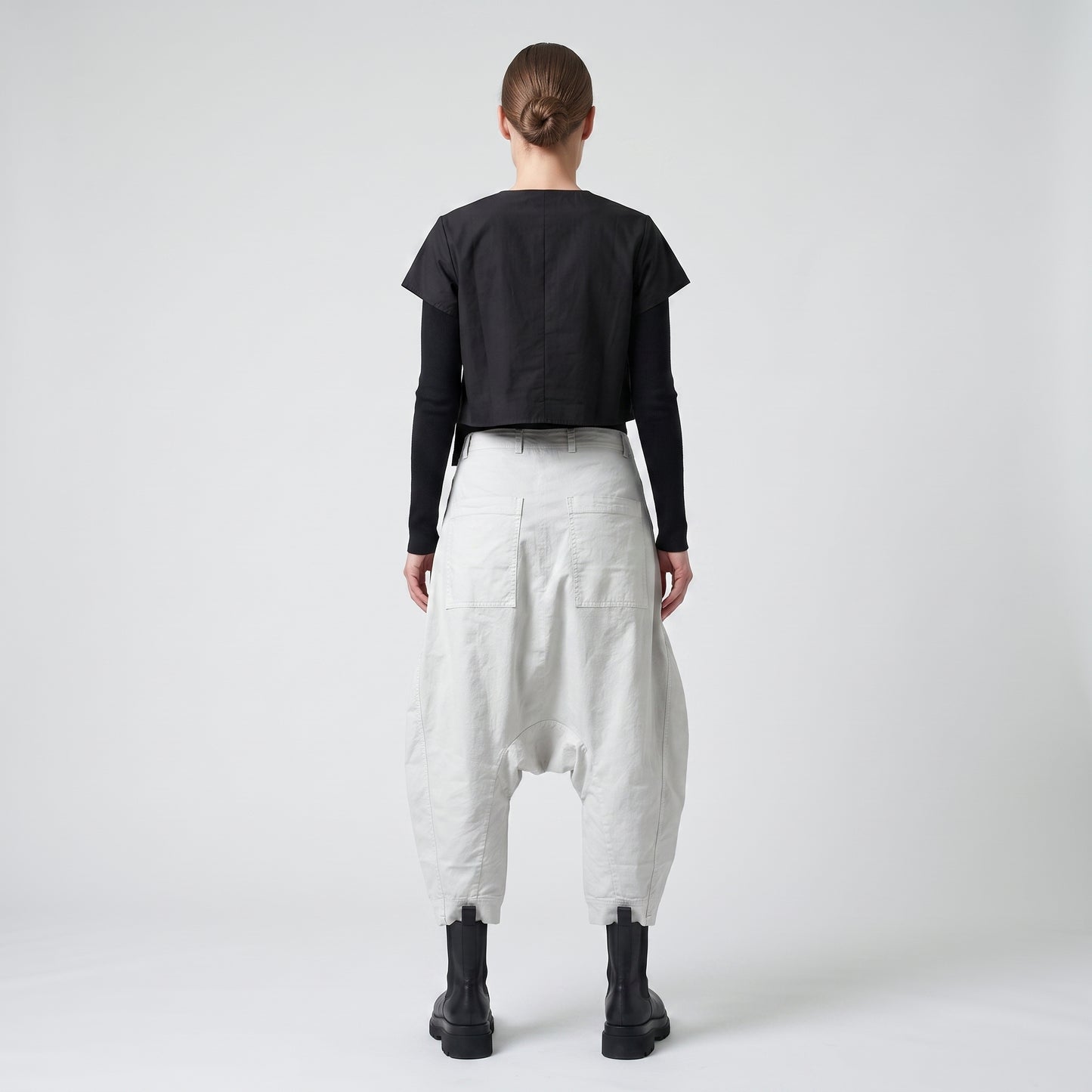 Relaxed Cotton Drop-Crotch Trousers