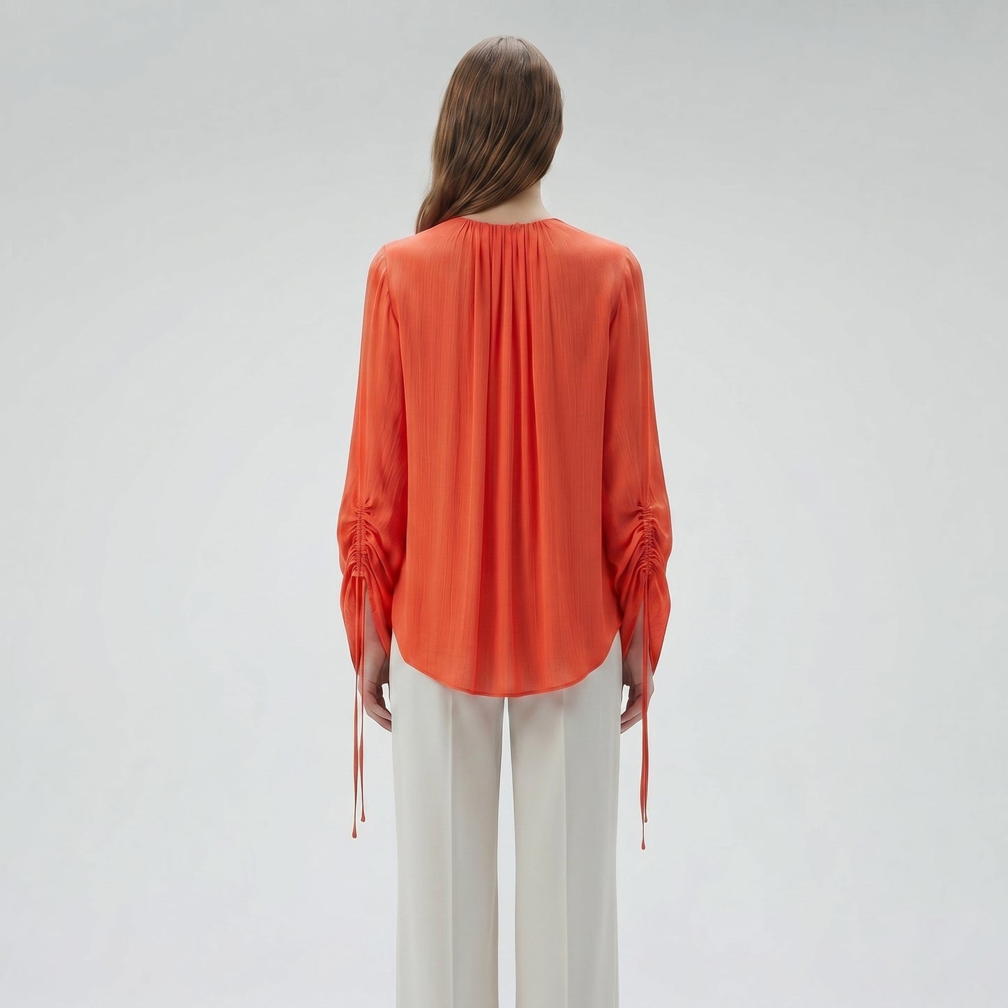 Ruched Sleeve Pleated Blouse