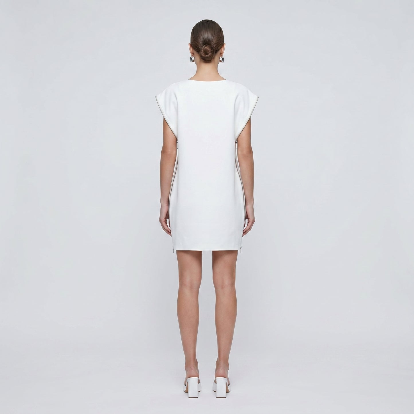 Zip-Detail Sleeveless Shift Dress