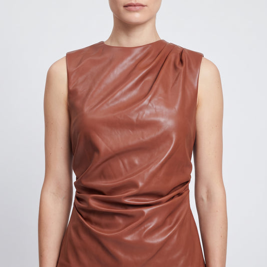 Ruched Faux Leather Shell Top