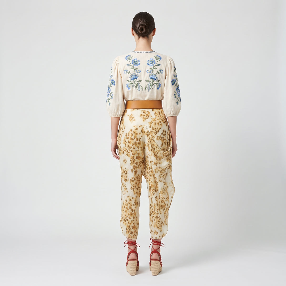 Leopard Print Tie-Front Trousers