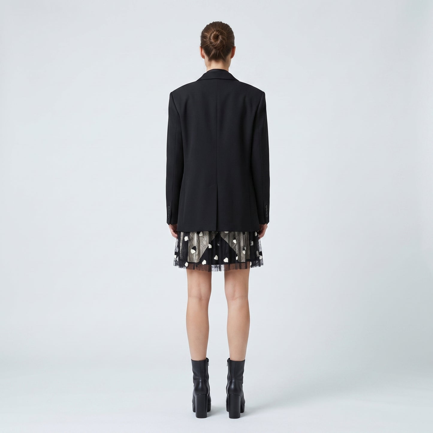 Polka Dot Lace Pleated Skirt
