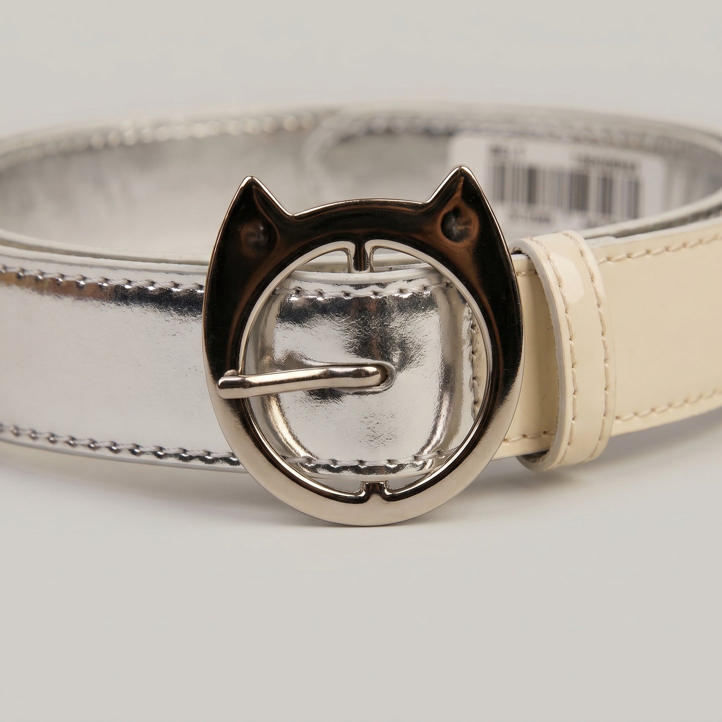 Cat Buckle Metallic Silver Belt