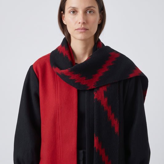 Colorblock Wool Shawl Coat