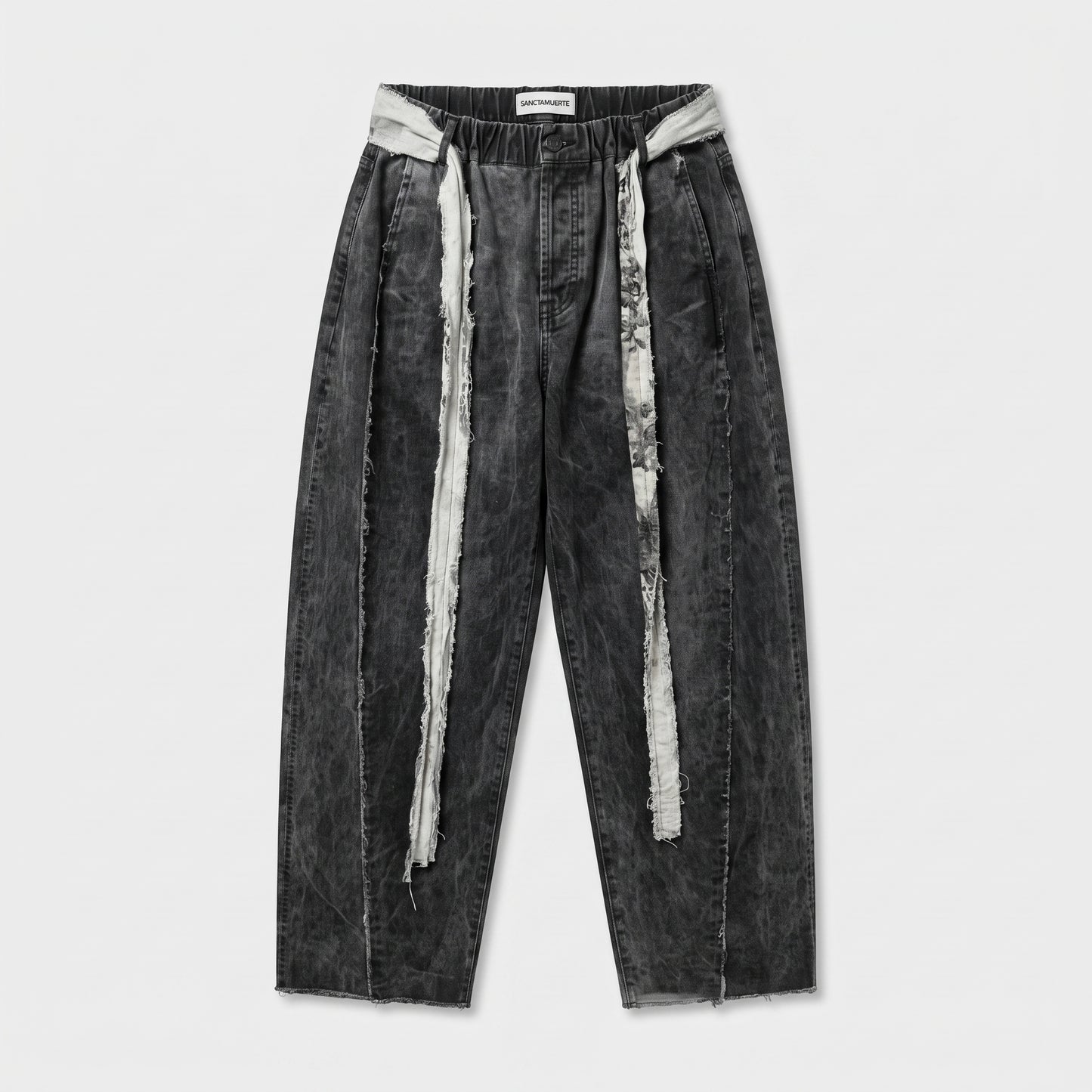 Distressed Raw Edge Denim Trousers