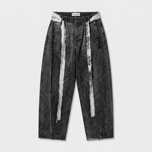 Distressed Raw Edge Denim Trousers