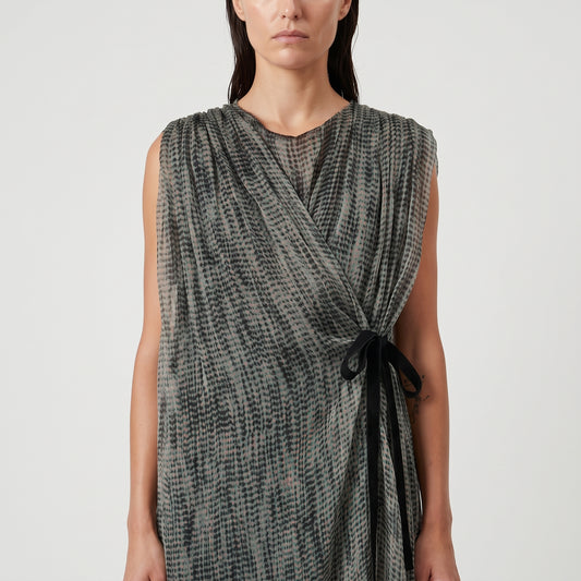 Printed Sleeveless Wrap Dress