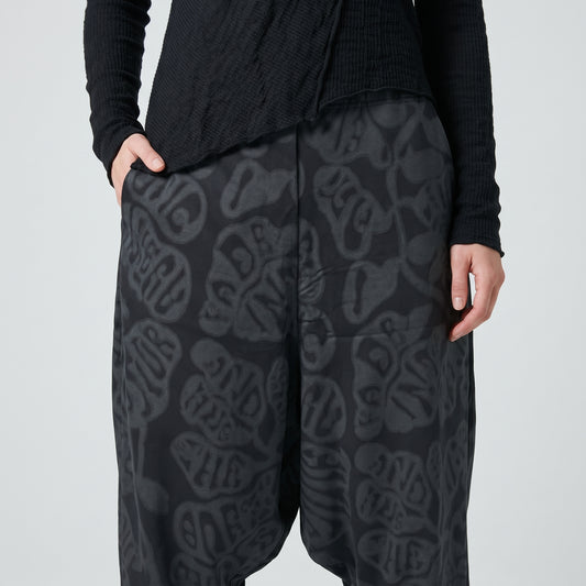 Graphic Print Drop Crotch Trousers
