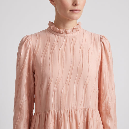 Textured Ruffled Tiered Midi Dress