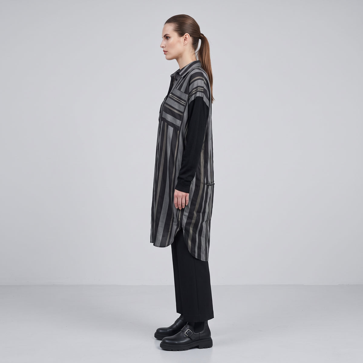 Striped Oversized Cotton Button-Down Shirt