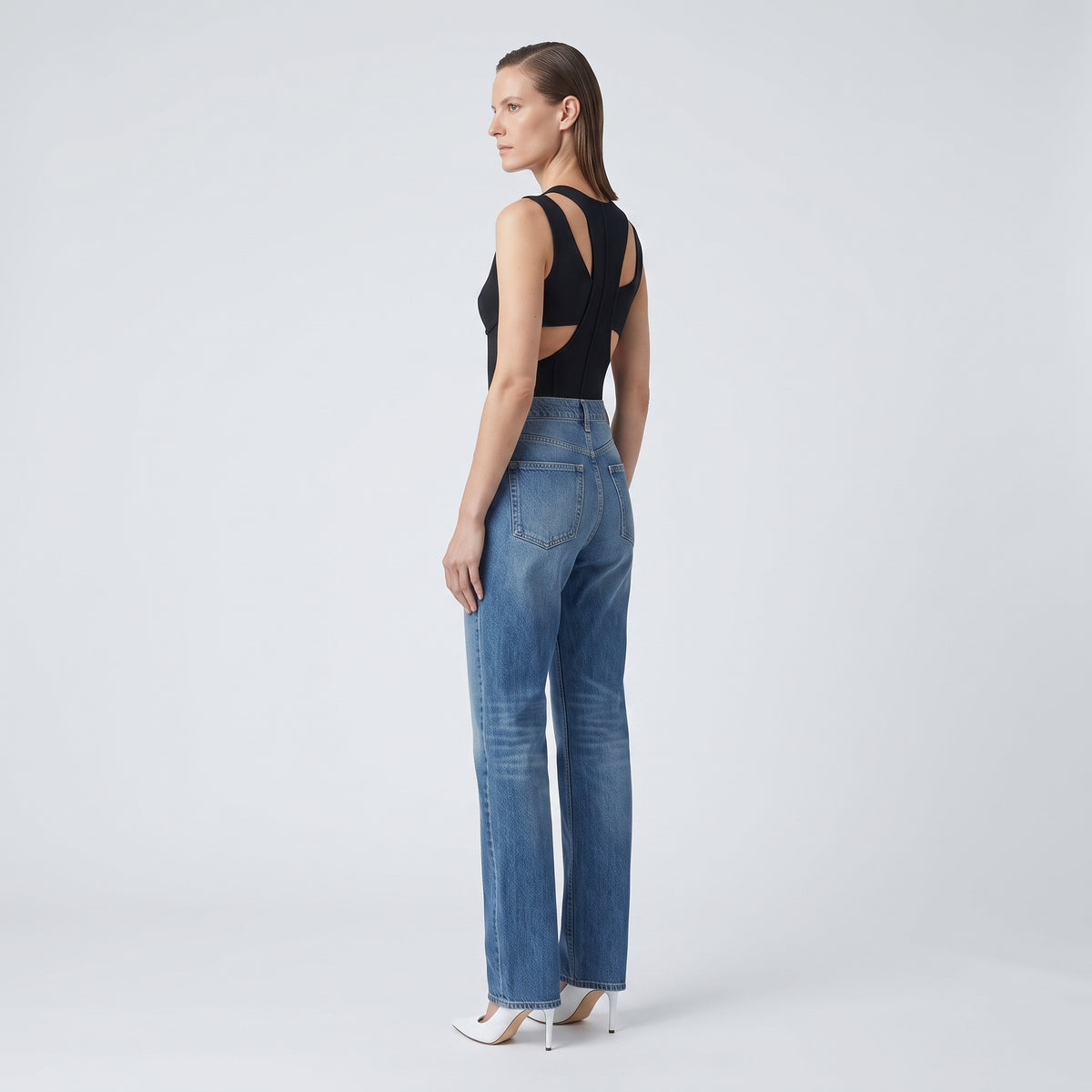 Classic Mid-Wash Straight Jeans