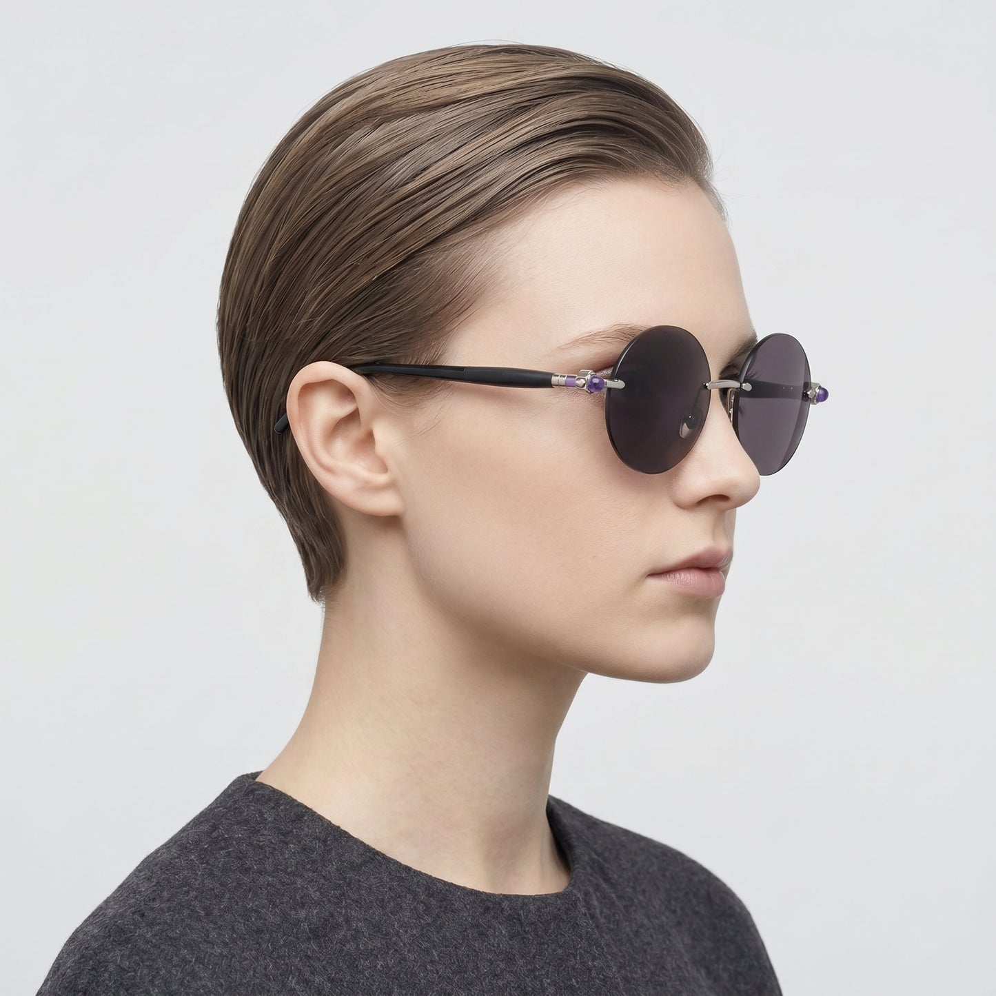 Round Rimless Metal Sunglasses
