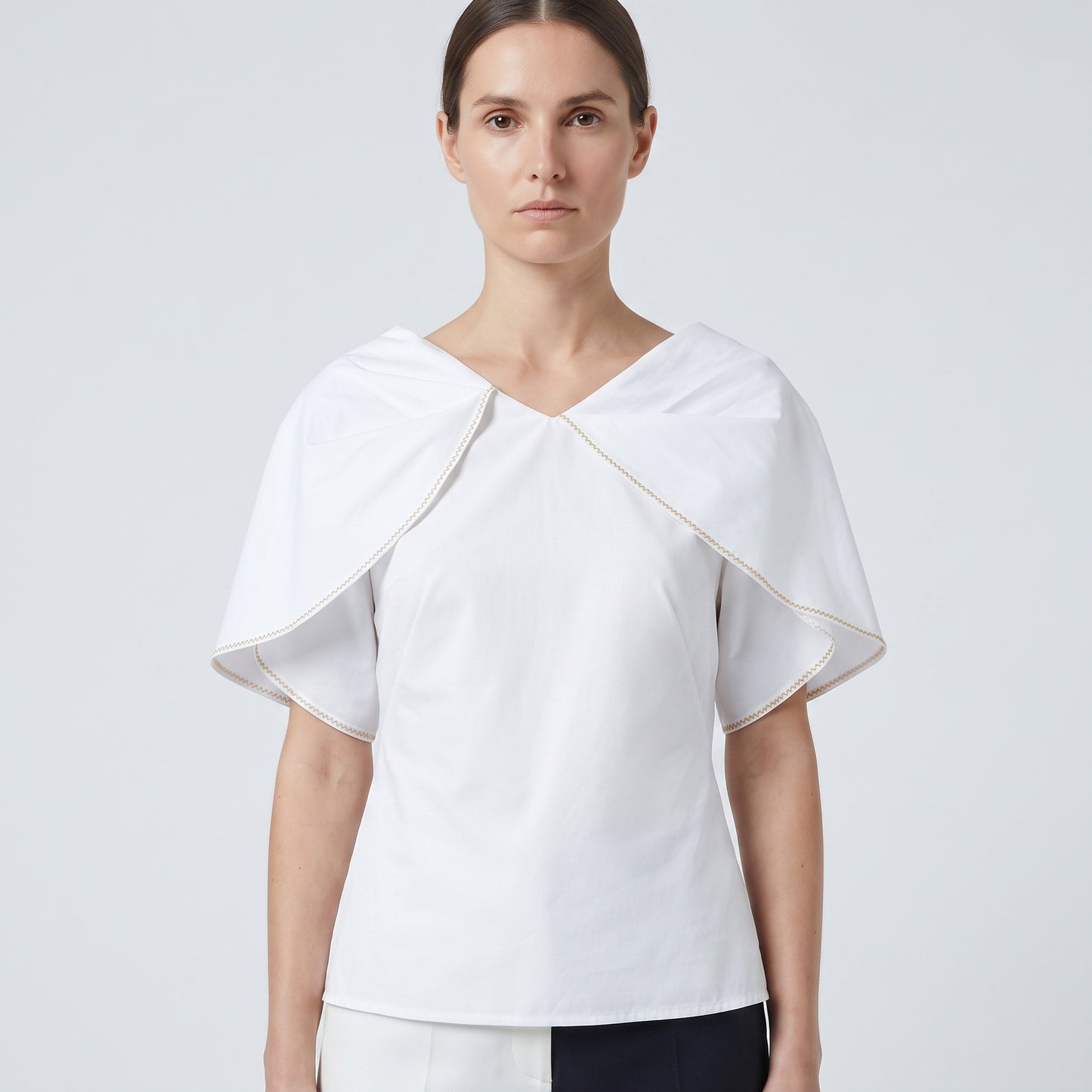 Architectural Ruffled Cotton Blouse