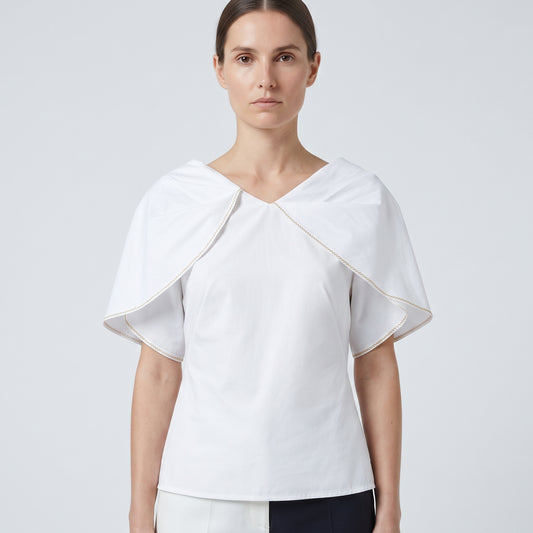 Architectural Ruffled Cotton Blouse