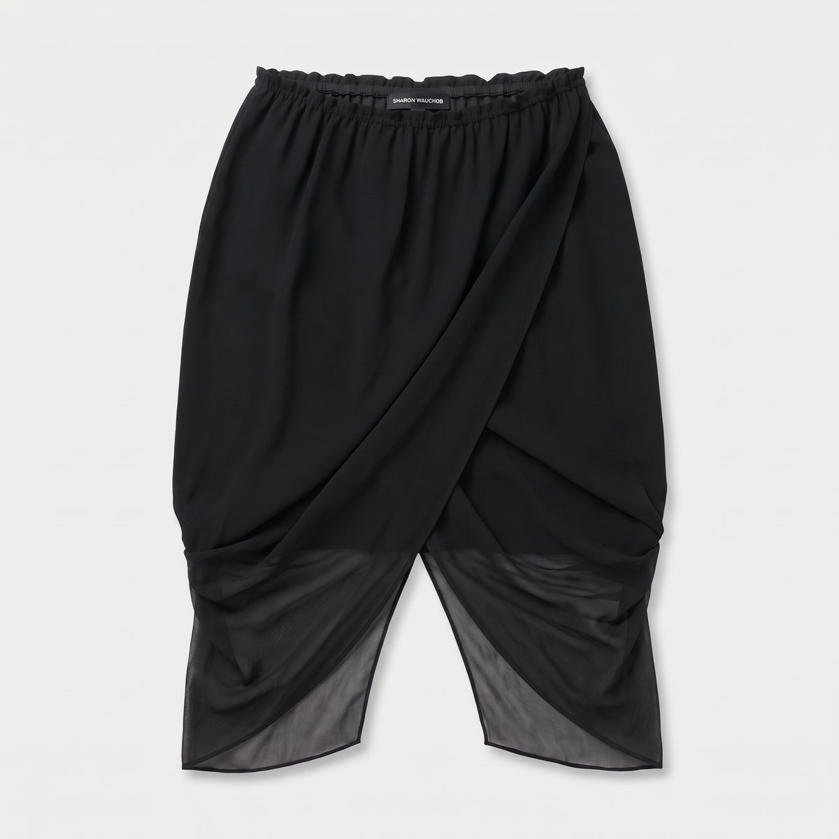 Elegant Black Draped Chiffon Skirt